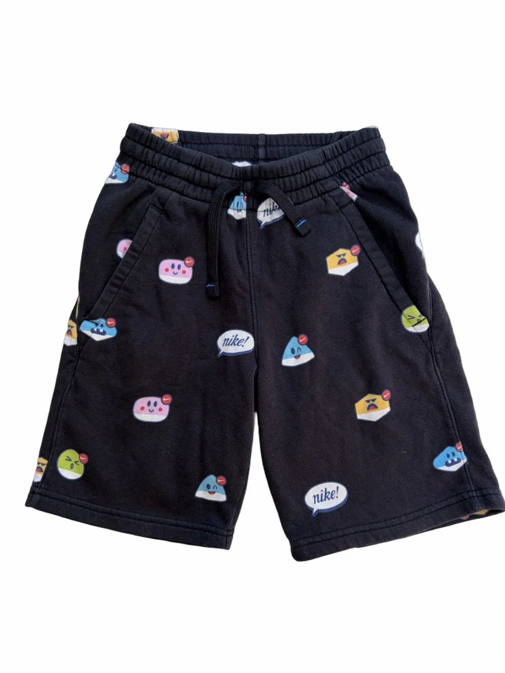 Nike Boys Size Small Athletic Moji Alumni Emoji Airmoji Black Sweat Shorts